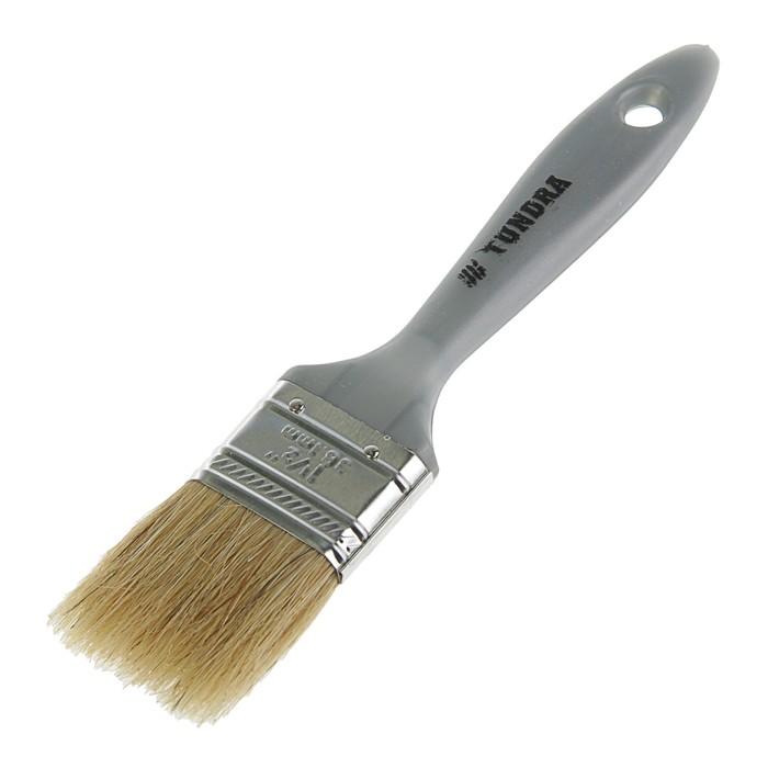 Кисть плоская TUNDRA premium, натуральная щетина, пластмассовая ручка 1,5" (38 мм)
