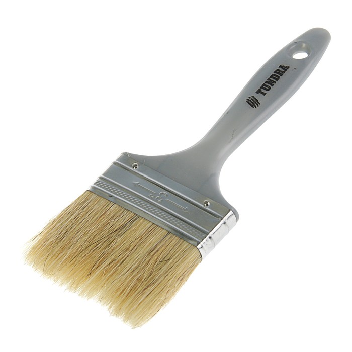 Кисть плоская TUNDRA premium, натуральная щетина, пластмассовая ручка 3" (75 мм)