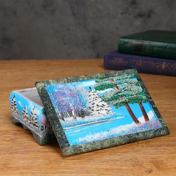 Шкатулка "Зима", каменная крошка