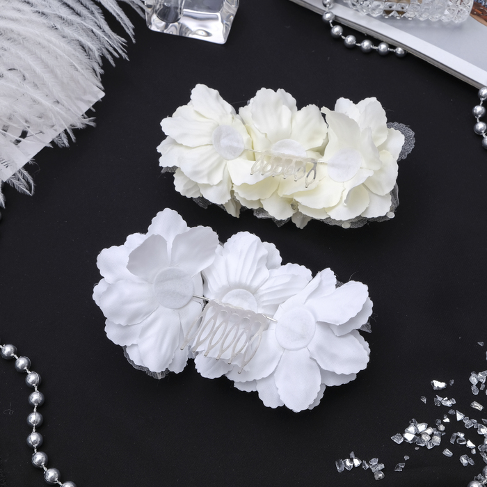 Гребень для волос "Декор невесты" пышная азалия, микс