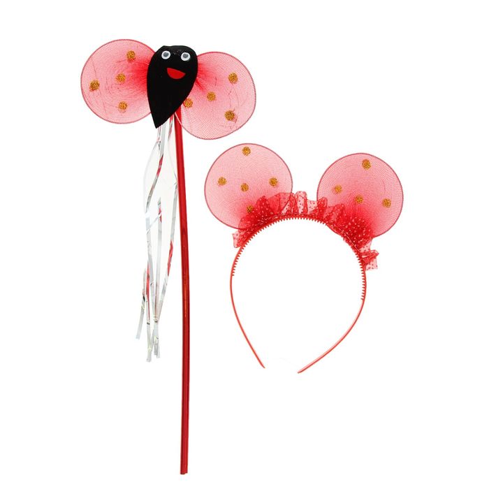 Карнавальный набор "Божья коровка", 2 предмета: ободок, жезл