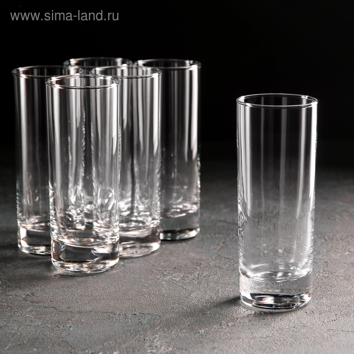 Набор высоких стеклянных стаканов Side, 215 мл, 6 шт