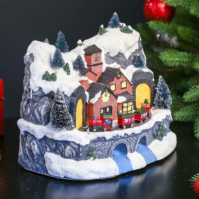 Сувенир "Паровозик в горном туннеле" световой