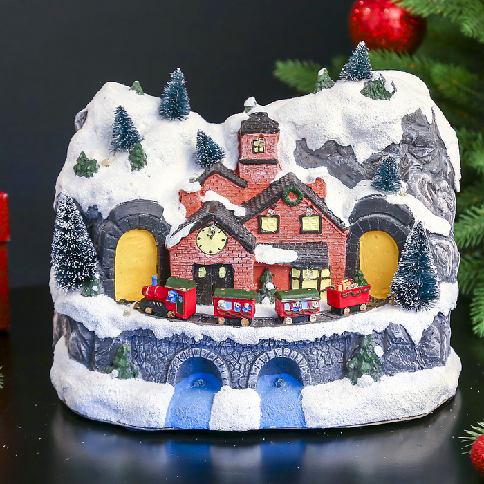 Сувенир "Паровозик в горном туннеле" световой