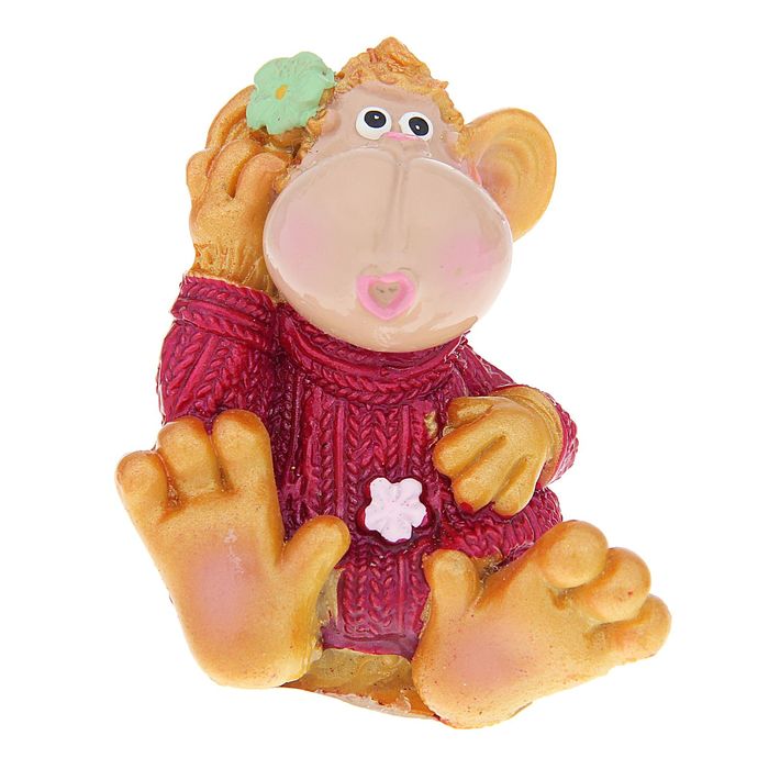 Сувенир "Обезьянка с цветочком в вязаной кофточке" МИКС