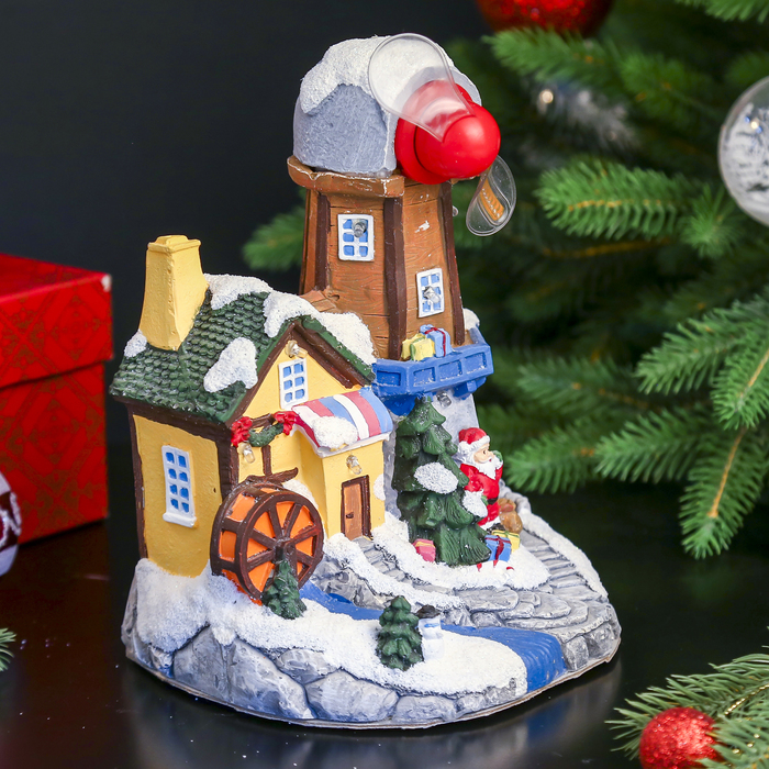 Сувенир "Домик. С Рождеством" световой, движущийся