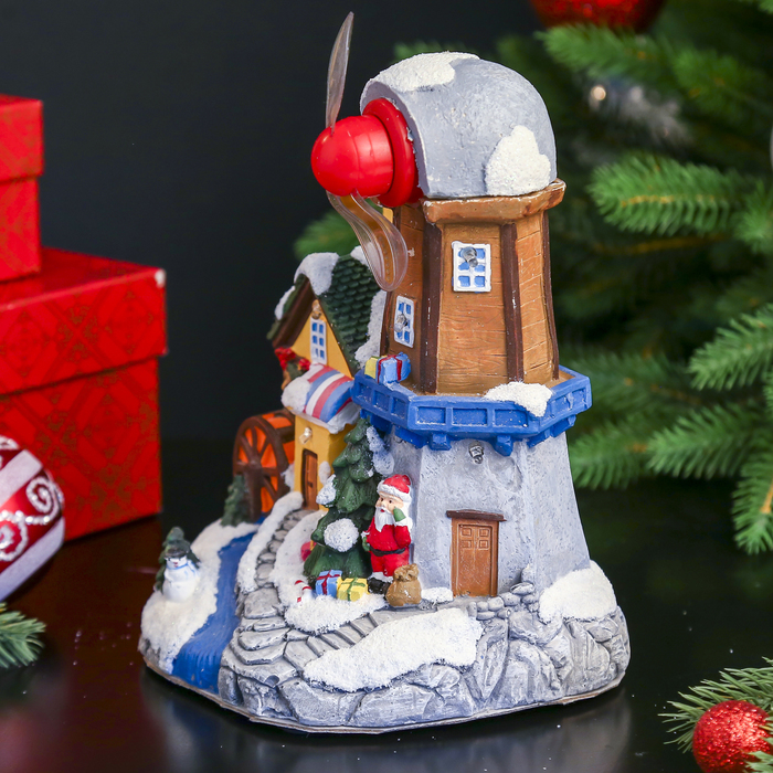 Сувенир "Домик. С Рождеством" световой, движущийся