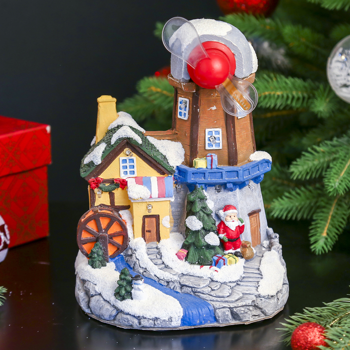 Сувенир "Домик. С Рождеством" световой, движущийся