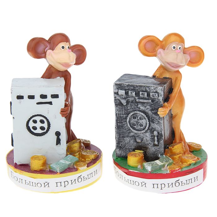 Сувенир "Мартышка с сейфом денег" МИКС