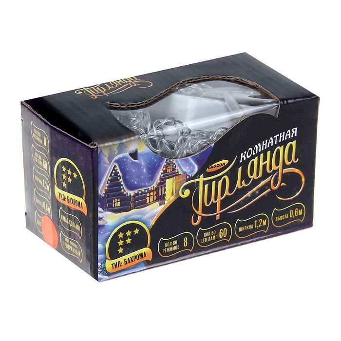 Гирлянда "Бахрома" Ш:1,2 м, В:0,6 м. “Игла”, Н.С. LED-60-220V, контроллер 8 р. КРАСНЫЙ