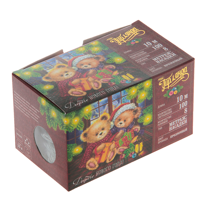 Гирлянда "Метраж" 10 м. “Игла”, Н.С. LED-100-220V, контроллер 8 режимов, КРАСНЫЙ