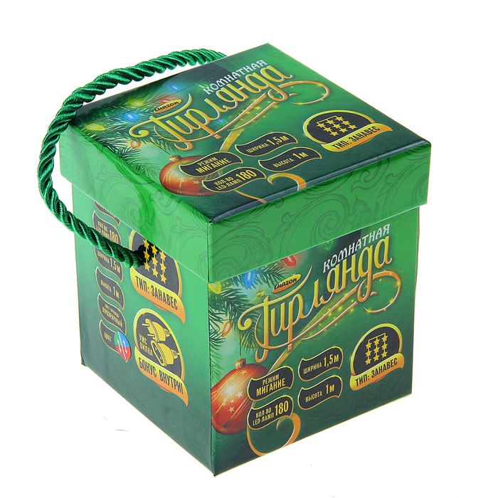 Гирлянда "Занавес" УМС вилка Ш:1,5 м, В:1 м, Н.С. LED-180-220V, моргает, МУЛЬТИ(RG/RB)