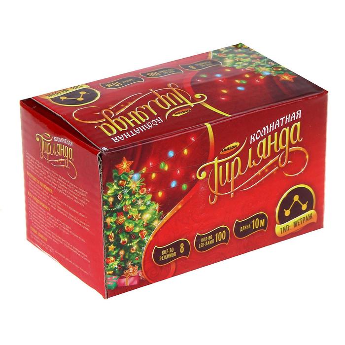 НИТЬ, 10 м. “Игла”, Н.С. LED-100-220V, 8 режимов, СИНИЙ