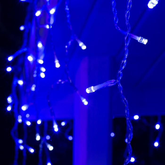 Гирлянда "Бахрома" 4 х 0.6 м , IP44, прозрачная нить, 180 LED, свечение синее, мерцание белым, 220 В