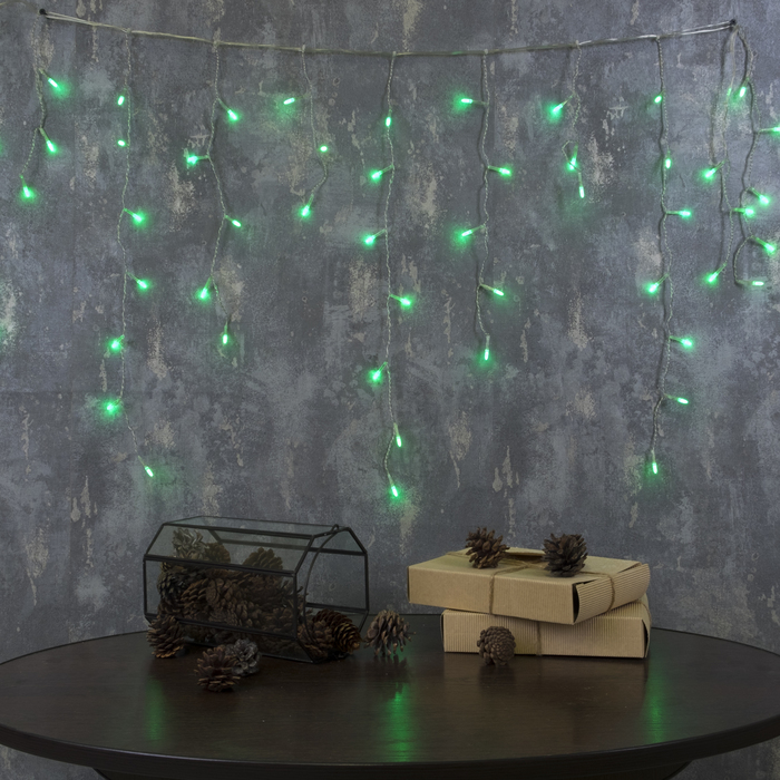 Гирлянда "Бахрома" Ш:1,2 м, В:0,6 м. “Игла”, Н.С. LED-60-220V, контроллер 8 р. ЗЕЛЕНЫЙ