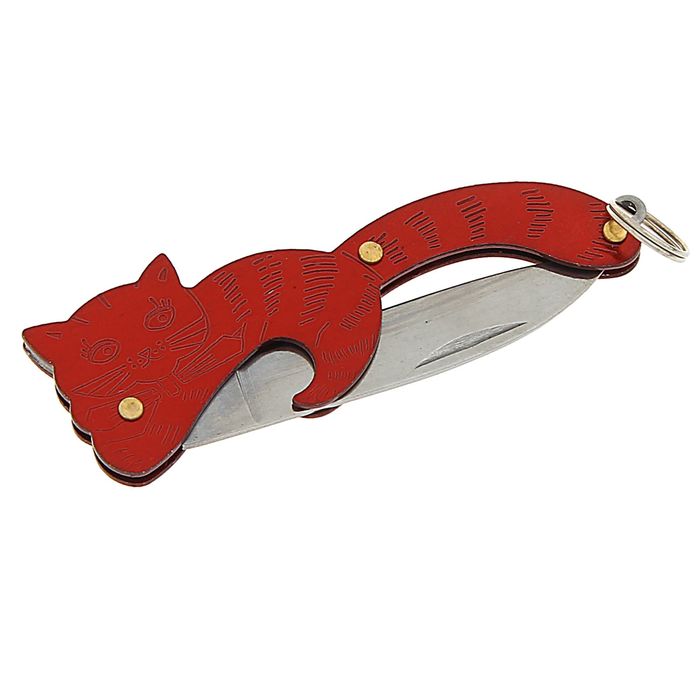 Нож складной неавтоматический, рукоять в форме котёнка