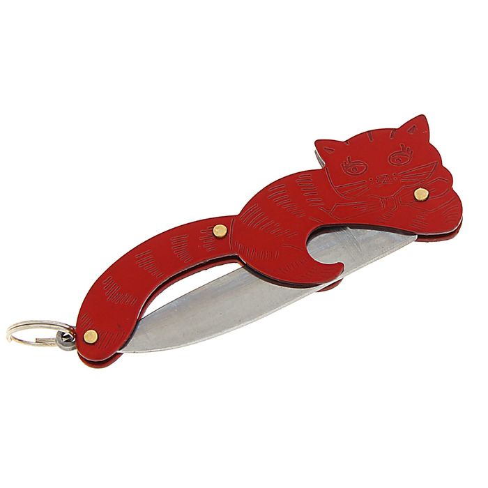 Нож складной неавтоматический, рукоять в форме котёнка