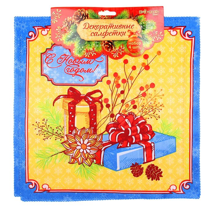 Набор салфеток "Collorista" Новогодняя, 30х30 см - 4 шт, полиэстер