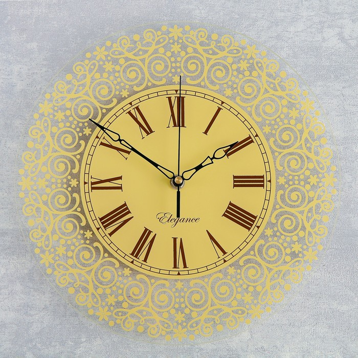Часы настенные круглые "Узоры", бежевые, стекло, 30х30 см
