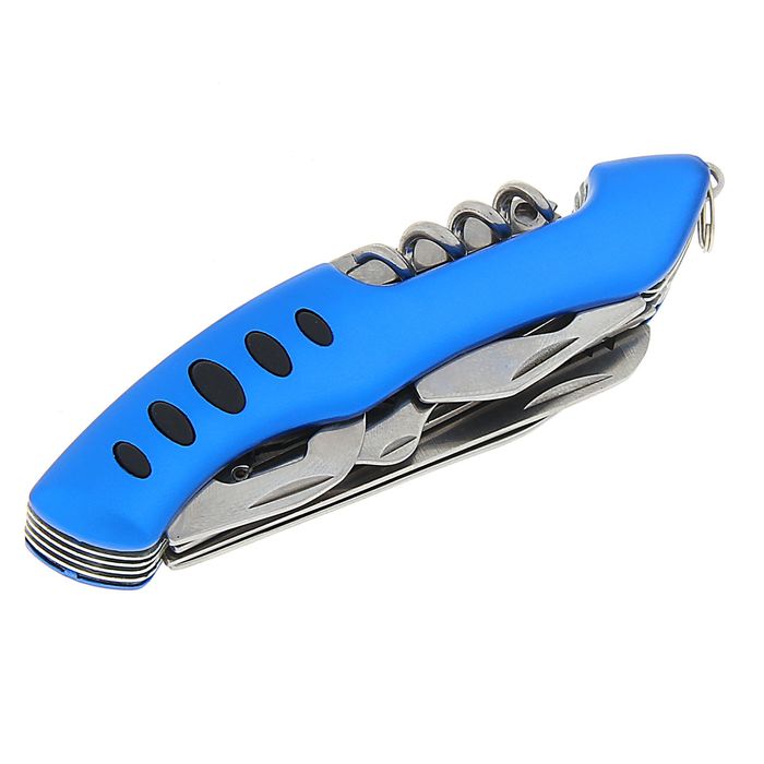 Нож многофункциональный 11 в 1, рукоять с насечками, синяя