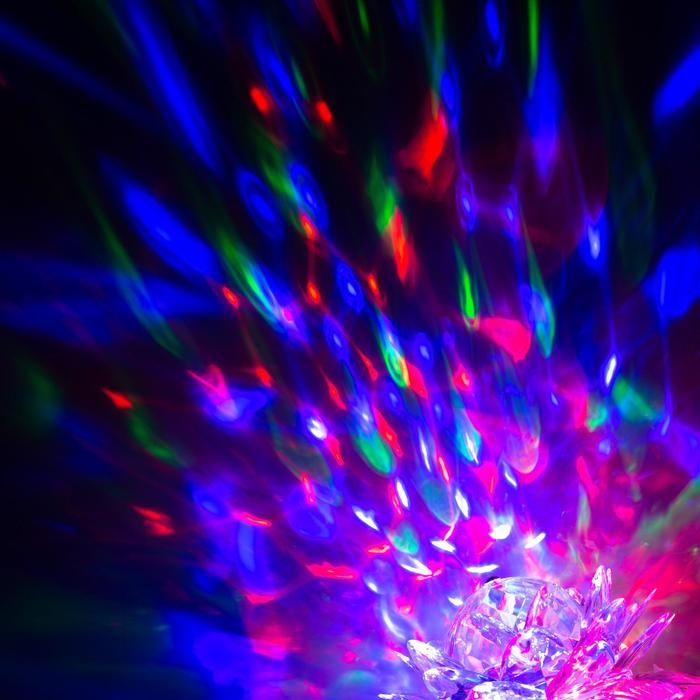 Световой прибор хрустальный шар "Цветок" d=12.5 см, 220V, БЕЛЫЙ (RGB)
