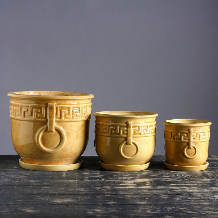 Набор кашпо 3шт. "Олимп" белое 14 л/ 5,5 л/ 2,5 л