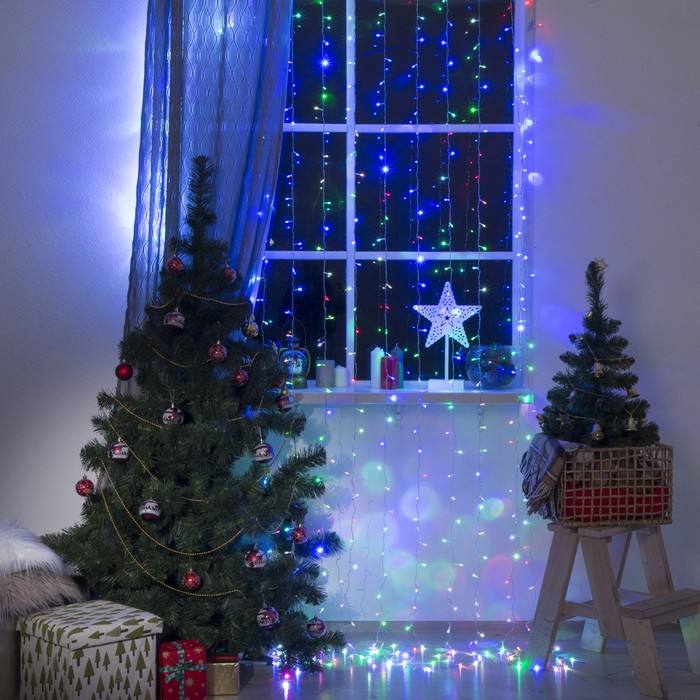 Гирлянда "Занавес" УМС вилка Ш:2 м, В:3 м, Н.С. LED-720-220V, моргает, МУЛЬТИ(RGB)