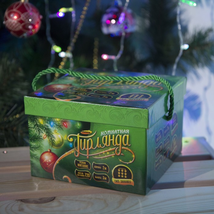 Гирлянда "Занавес" УМС вилка Ш:2 м, В:3 м, Н.С. LED-720-220V, моргает, МУЛЬТИ(RGB)