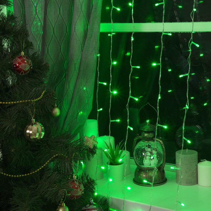 Гирлянда "Занавес" УМС вилка Ш:2 м, В:3 м, Н.С. LED-720-220V, контр. 8 р, ЗЕЛЕНЫЙ