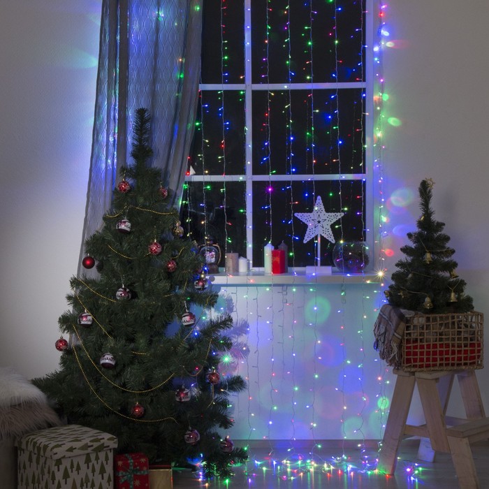 Гирлянда "Занавес" УМС вилка Ш:2 м, В:3 м, Н.С. LED-720-220V, моргает, МУЛЬТИ(RG/RB)