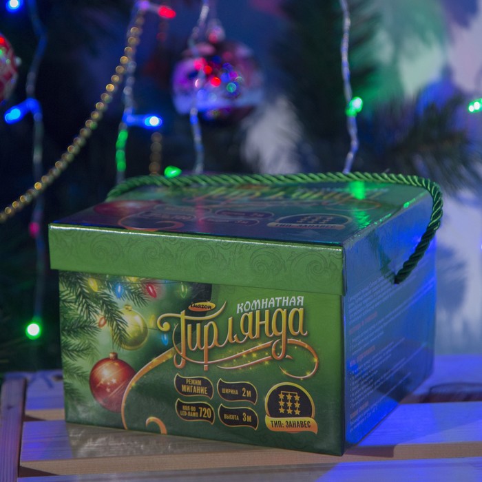 Гирлянда "Занавес" УМС вилка Ш:2 м, В:3 м, Н.С. LED-720-220V, моргает, МУЛЬТИ(RG/RB)