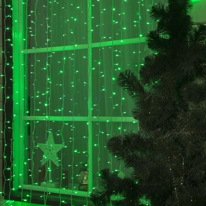 Гирлянда "Занавес" улич. УМС, Ш:2 м, В:3 м, Н.Б. 3W LED-760-220V, БЕЗ контр. ЗЕЛЕНЫЙ