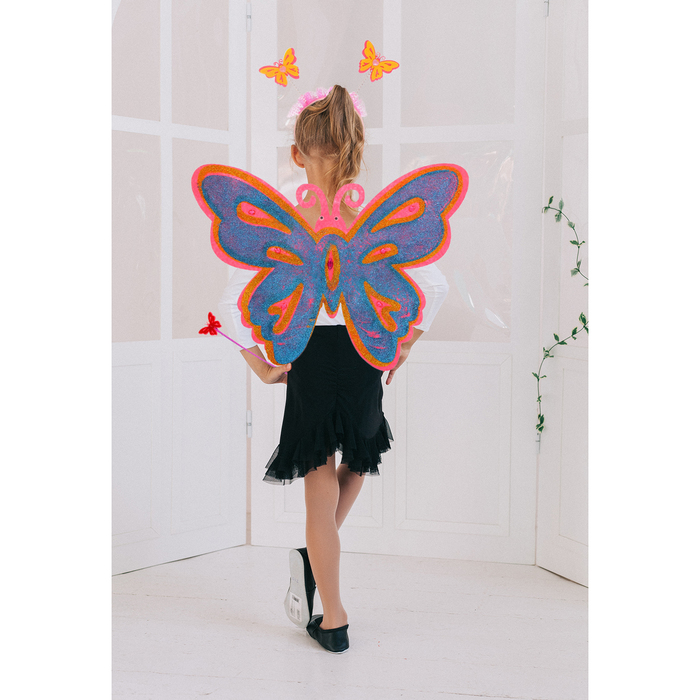 Карнавальный набор "Бабочка", 3 предмета: крылья, ободок, жезл, 3-5 лет, цвета МИКС
