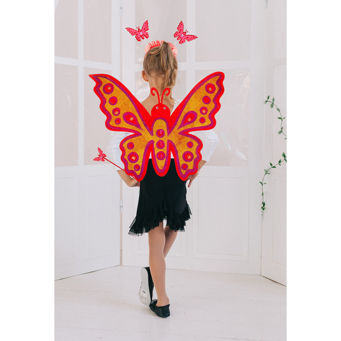 Карнавальный набор "Бабочка", 3 предмета: крылья, ободок, жезл, 3-5 лет