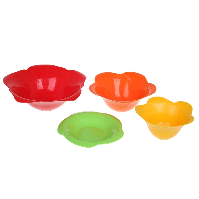 Набор салатников Rose, 4 шт: салатники 600 мл, 1 л, 1,6 л; тарелка d=20,3 см