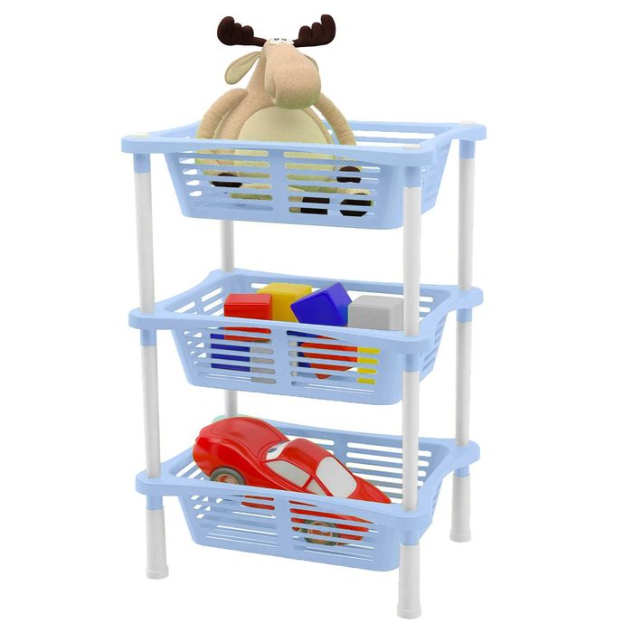 Этажерка 3 секции Grotto, цвет светло-голубой