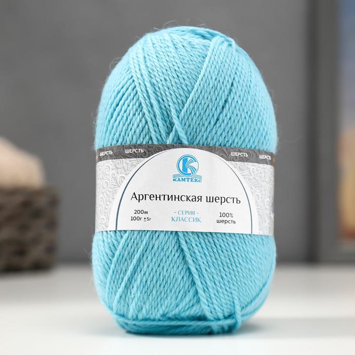 Пряжа "Аргентинская шерсть" 100% импортная п/т шерсть 200м/100гр (023, бир. св.)