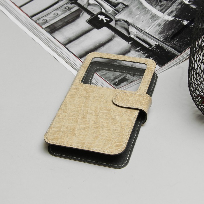 Чехол-книжка "Norton" для телефона Samsung, 4"-4,5", с раздвижным механизмом, рептилия, цвет бежевый