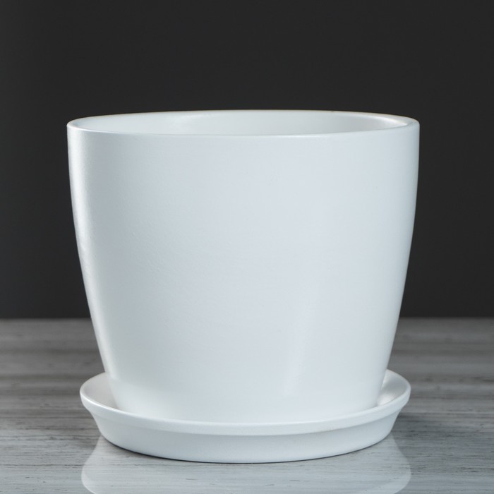 Кашпо "Осень" белое, глянец, 2 л