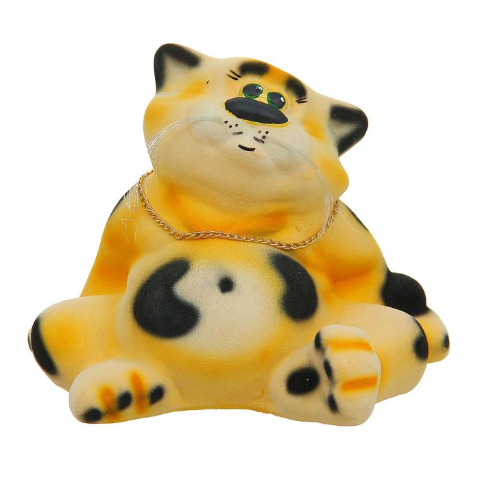 Копилка "Кот Толстопуз" малая, флок, рыжая