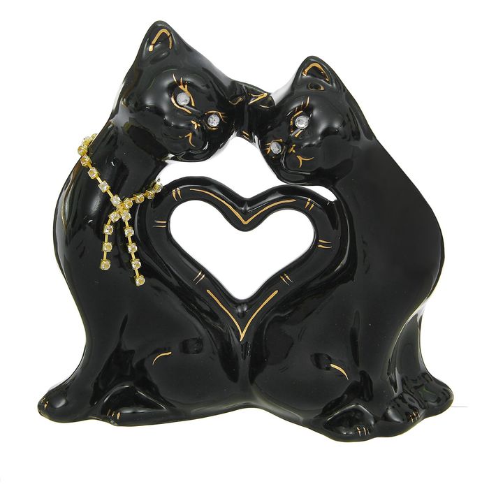 Копилка "Коты с подвеской" глазурь, чёрная