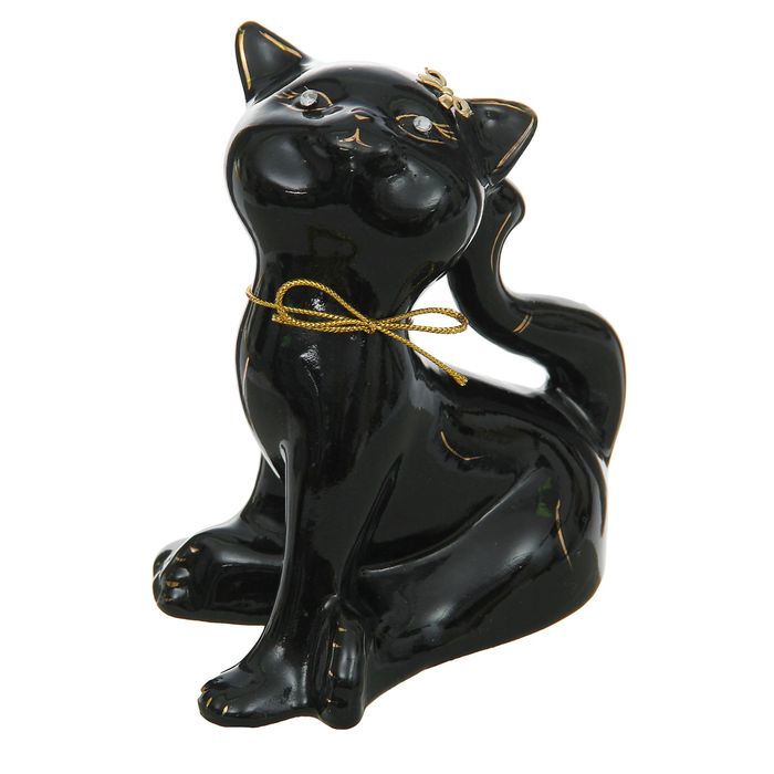 Копилка "Анфиса" малая, глазурь, чёрная с верёвкой