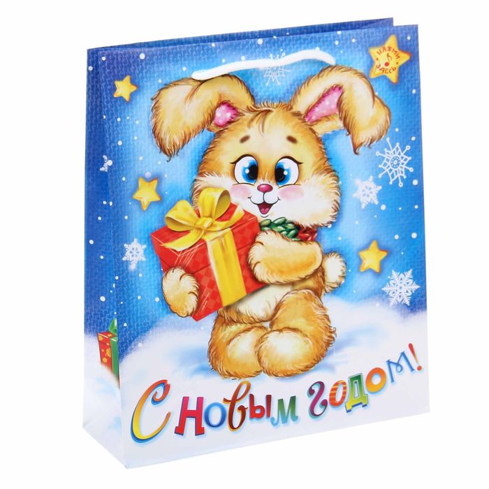 Пакет подарочный вертикальный музыкальный «Подарок от зайчика», 23 × 27 см