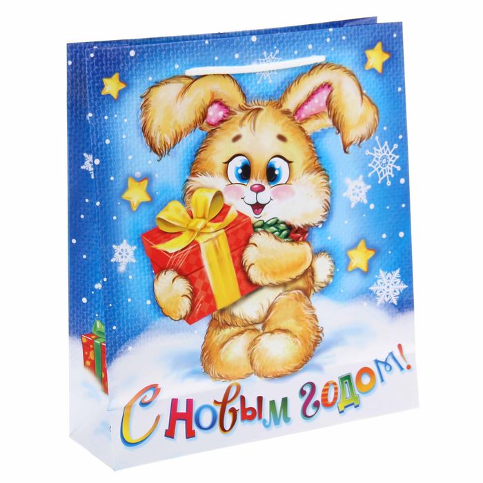 Пакет подарочный вертикальный музыкальный «Подарок от зайчика», 23 × 27 см