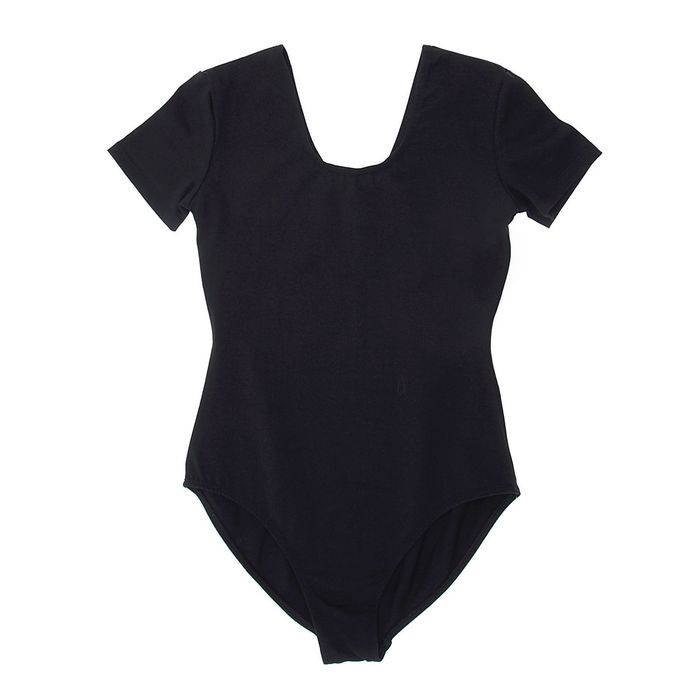 Купальник гимнастический, с коротким рукавом, размер 34, цвет чёрный