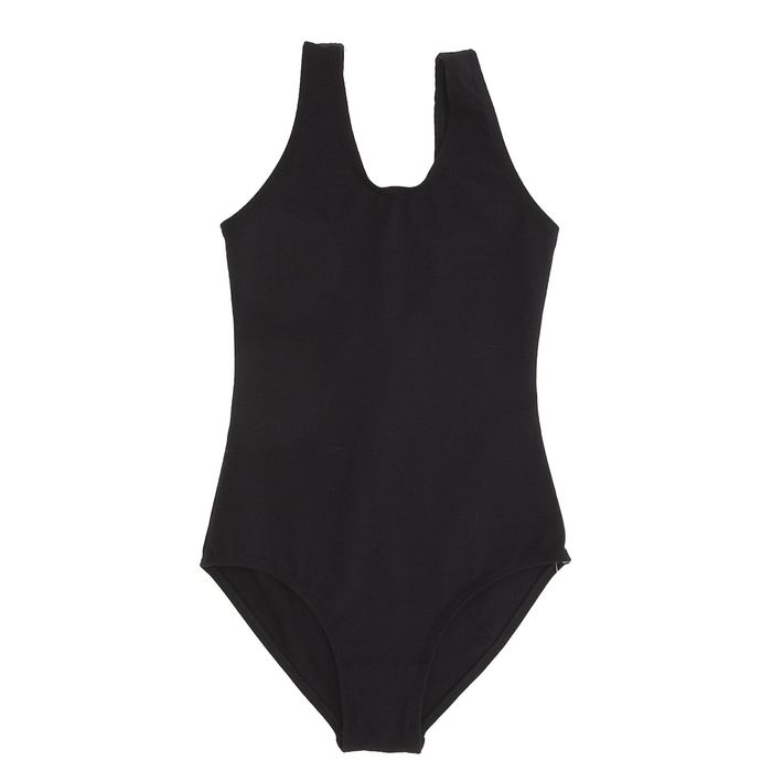 Купальник гимнастический, на лямках, размер 32, цвет чёрный