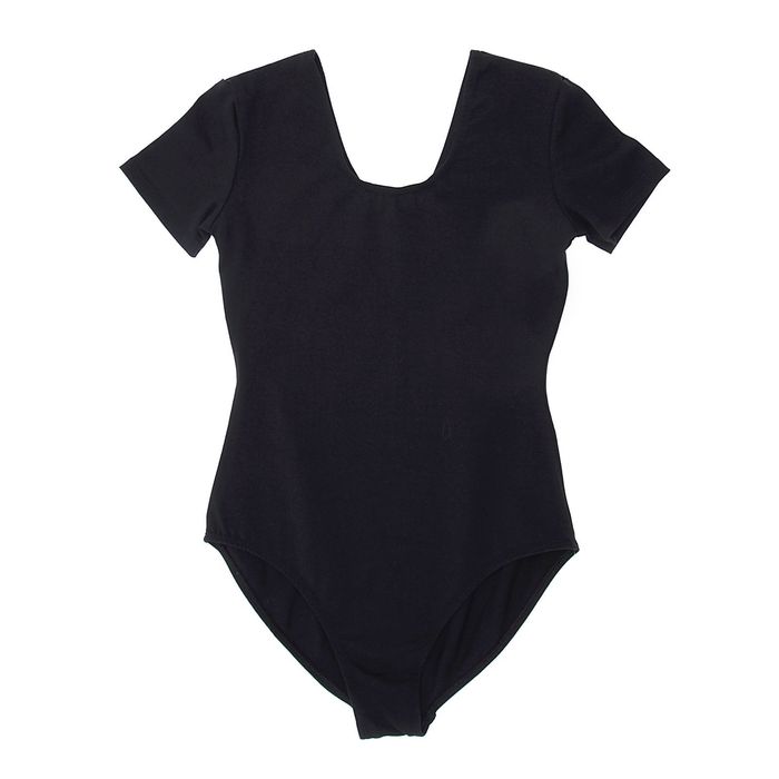 Купальник гимнастический, с коротким рукавом, размер 36, цвет чёрный