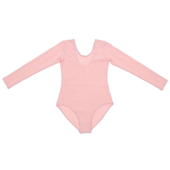 Купальник гимнастический, с длинным рукавом, размер 38, цвет розовый
