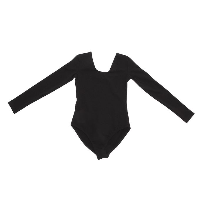 Купальник гимнастический, с длинным рукавом, размер 34, цвет чёрный