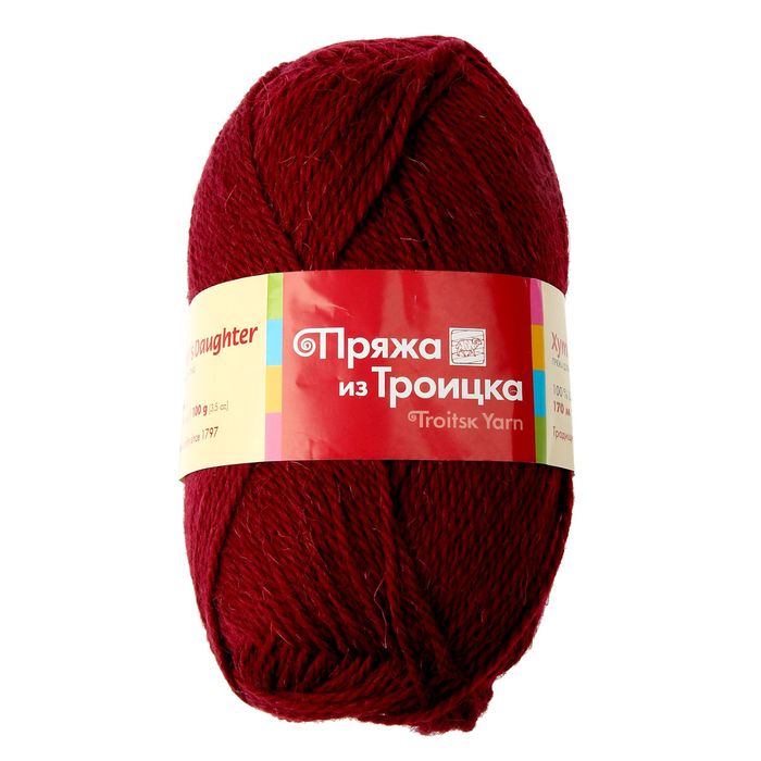 Пряжа "Хуторянка" 100% шерсть 170м/100гр (0025, вишня)